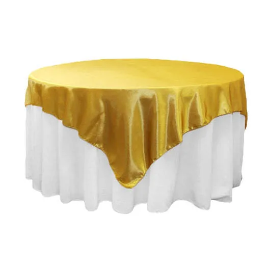 Square 72" Satin Table Overlay - Bright Gold