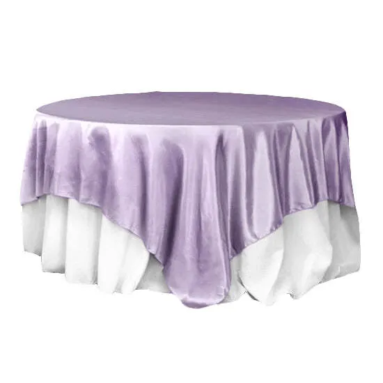 Square 90"x90" Satin Table Overlay - Lavender
