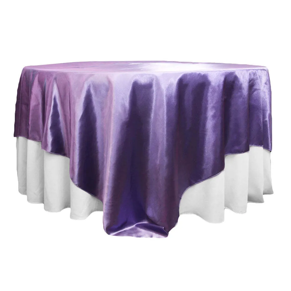 Square 90"x90" Satin Table Overlay - Victorian Lilac/Wisteria