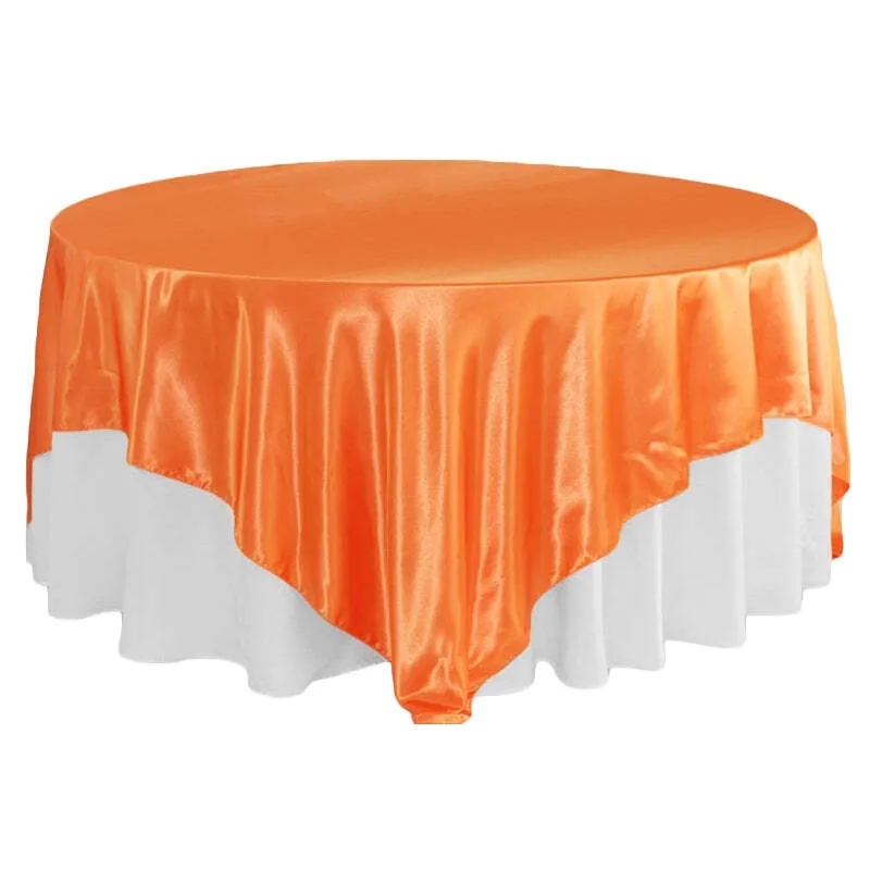 Square 90"x90" Satin Table Overlay - Orange