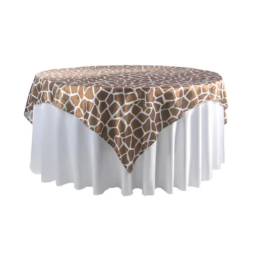 Giraffe Animal Print Square 72"x72" Satin Table Overlay
