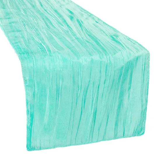 Accordion Crinkle Taffeta Table Runner - Turquoise