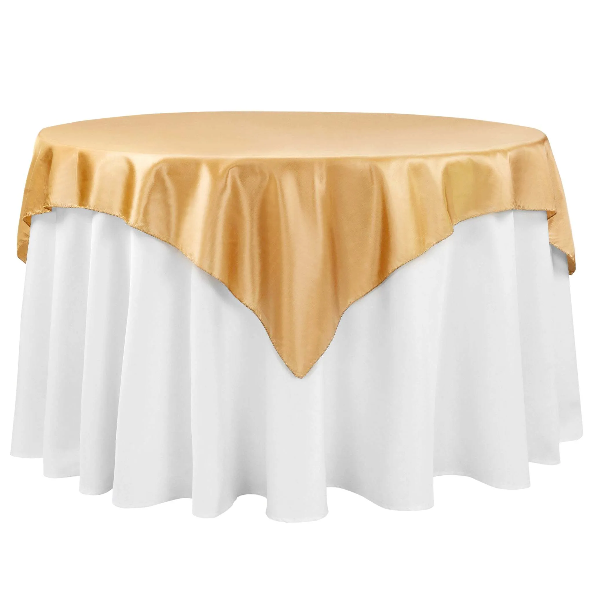 Taffeta Table Overlay Topper 54"x54" Square - Gold