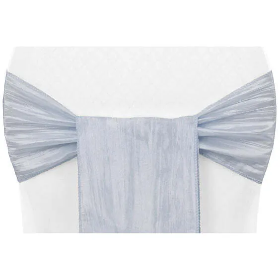 Accordion Crinkle Taffeta Chair Sash - Dusty Blue