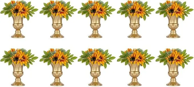 Nuptio Flower Vase Small Vases: 10 Pcs 6.3in Tall Vintage Vases for Flowers Wedding Table Centerpieces Shabby Chic Flowered Metal Urn Planter Farmhouse Rustic Decorative Vases for Home Garden Decor