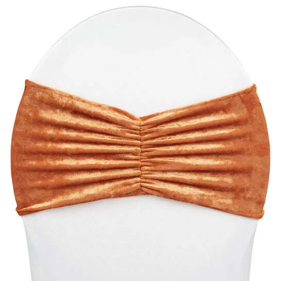 Velvet Ruffle Stretch Chair Band - Rust