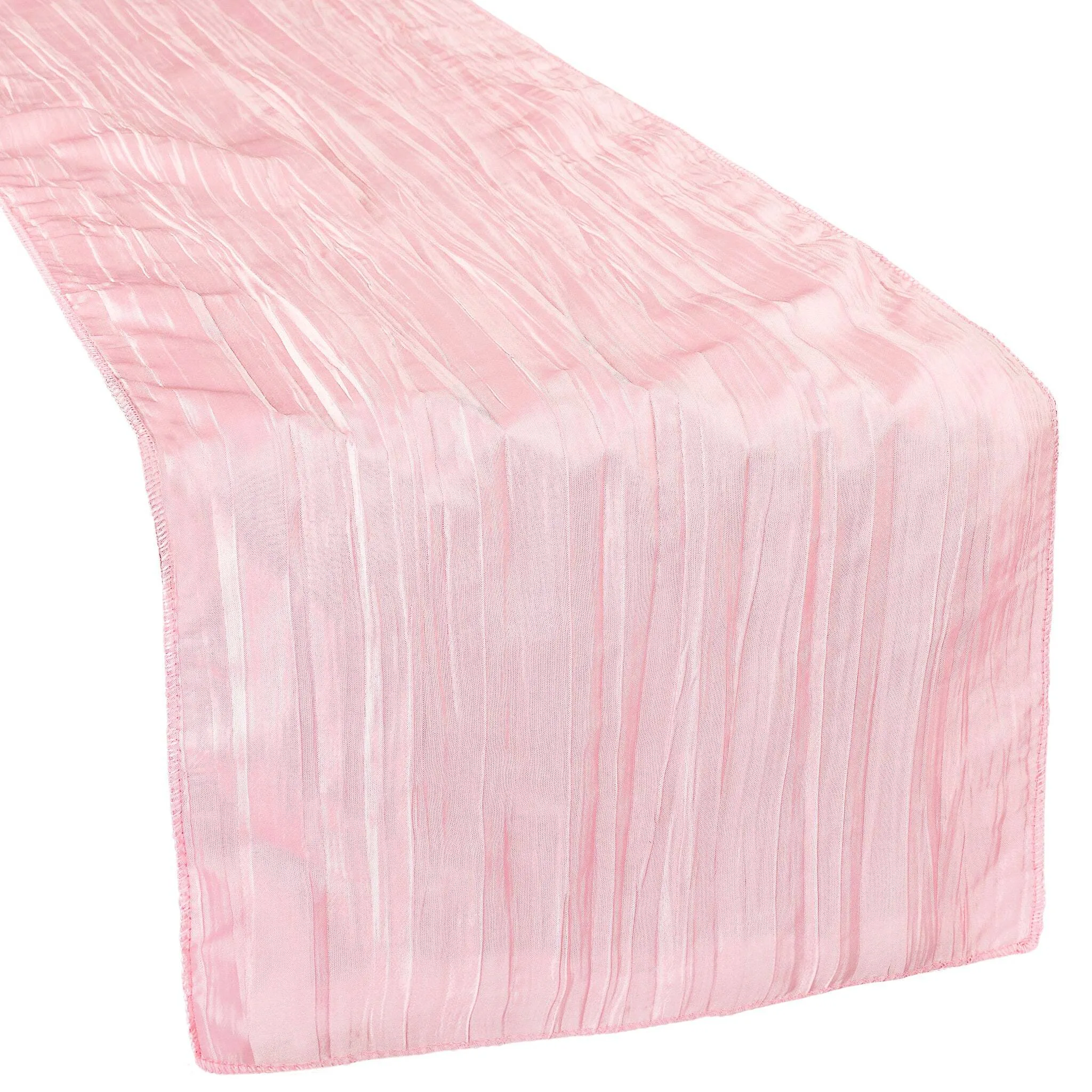 Accordion Crinkle Taffeta Table Runner - Pink