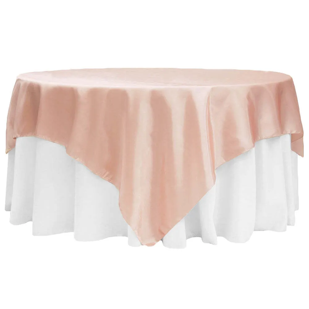 Square 90"x90" Satin Table Overlay - Blush/Rose Gold