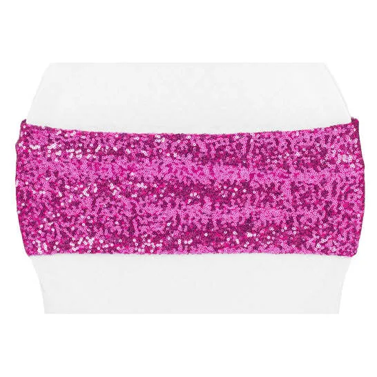 Glitz Sequin Spandex Chair Band - Fuchsia