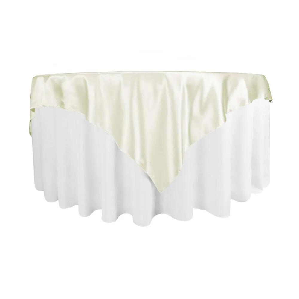 Square 72" Satin Table Overlay - Ivory