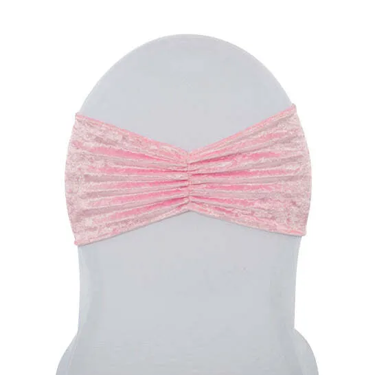 Velvet Ruffle Stretch Chair Band - Pink