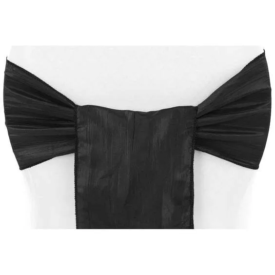 Accordion Crinkle Taffeta Chair Sash - Black
