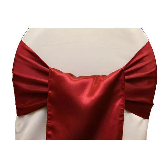 Wide Satin Chair Sash - Burgundy