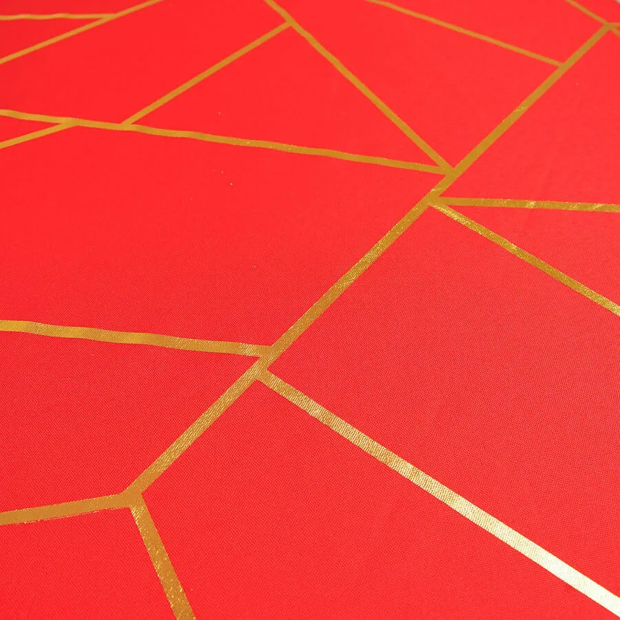 120" GOLD FOIL RED Round Linen