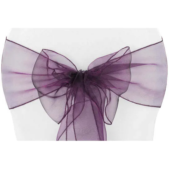 Organza Chair Sash - Eggplant/Plum