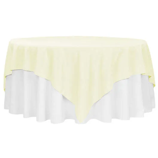 Economy Polyester Table Overlay Topper/Tablecloth 90"x90" Square - Ivory