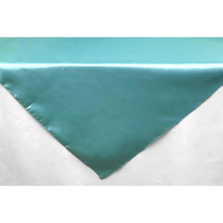 Square 54" Satin Table Overlay - Light Turquoise