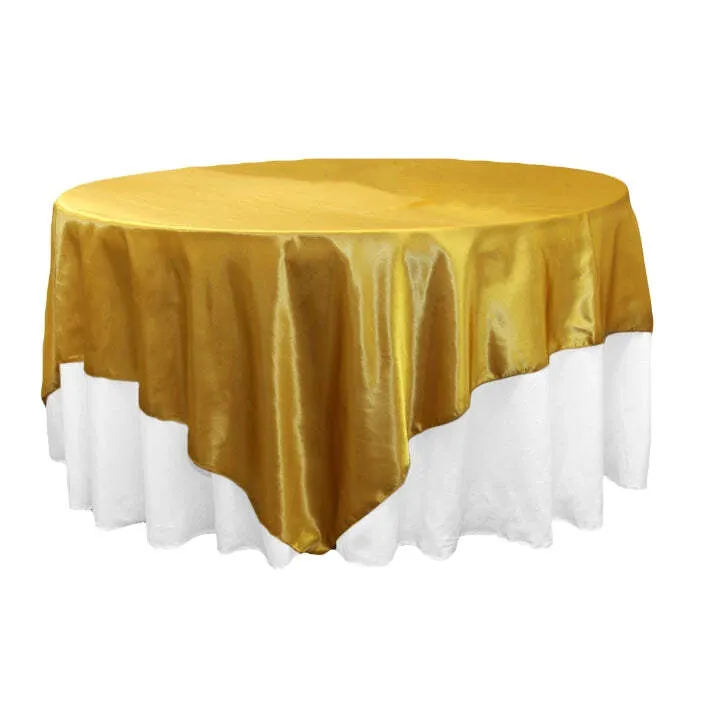 Square 90"x90" Satin Table Overlay - Bright Gold
