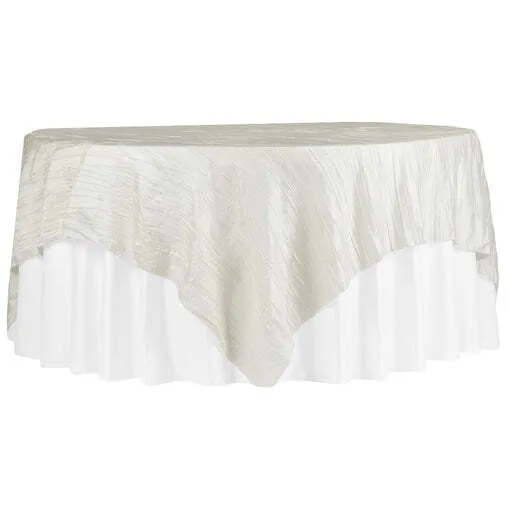 Accordion Crinkle Taffeta Table Overlay Topper 85"x85" Square - Ivory