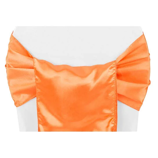Wide Satin Chair Sash - Orange