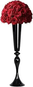 Versatile Metal Wedding Centerpieces Vase Trumpet Road Lead for Party Dinner Centerpiece Anniversary Ceremony Birthday Event Hotel Decor Home Decoration WEPDIY (Black, 22 inch)
