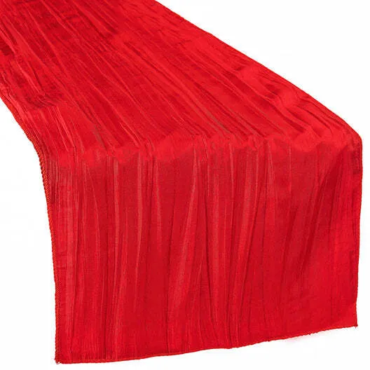 Accordion Crinkle Taffeta Table Runner - Red