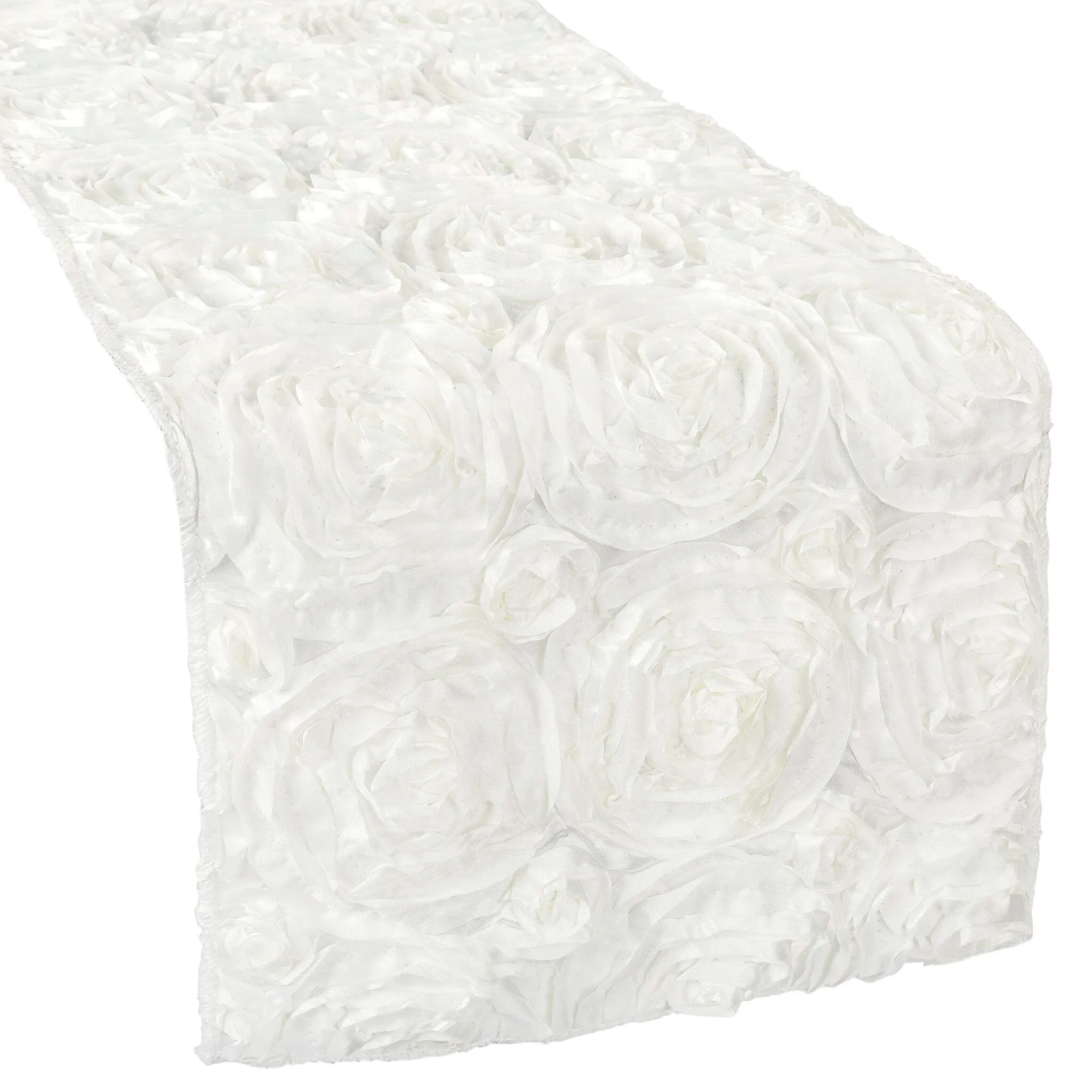 Wedding Rosette Satin Table Runner - Ivory