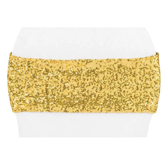 Glitz Sequin Spandex Chair Band - Gold