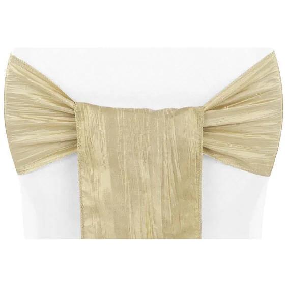Accordion Crinkle Taffeta Chair Sash - Champagne