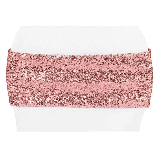 Glitz Sequin Spandex Chair Band - Dusty Rose/Mauve