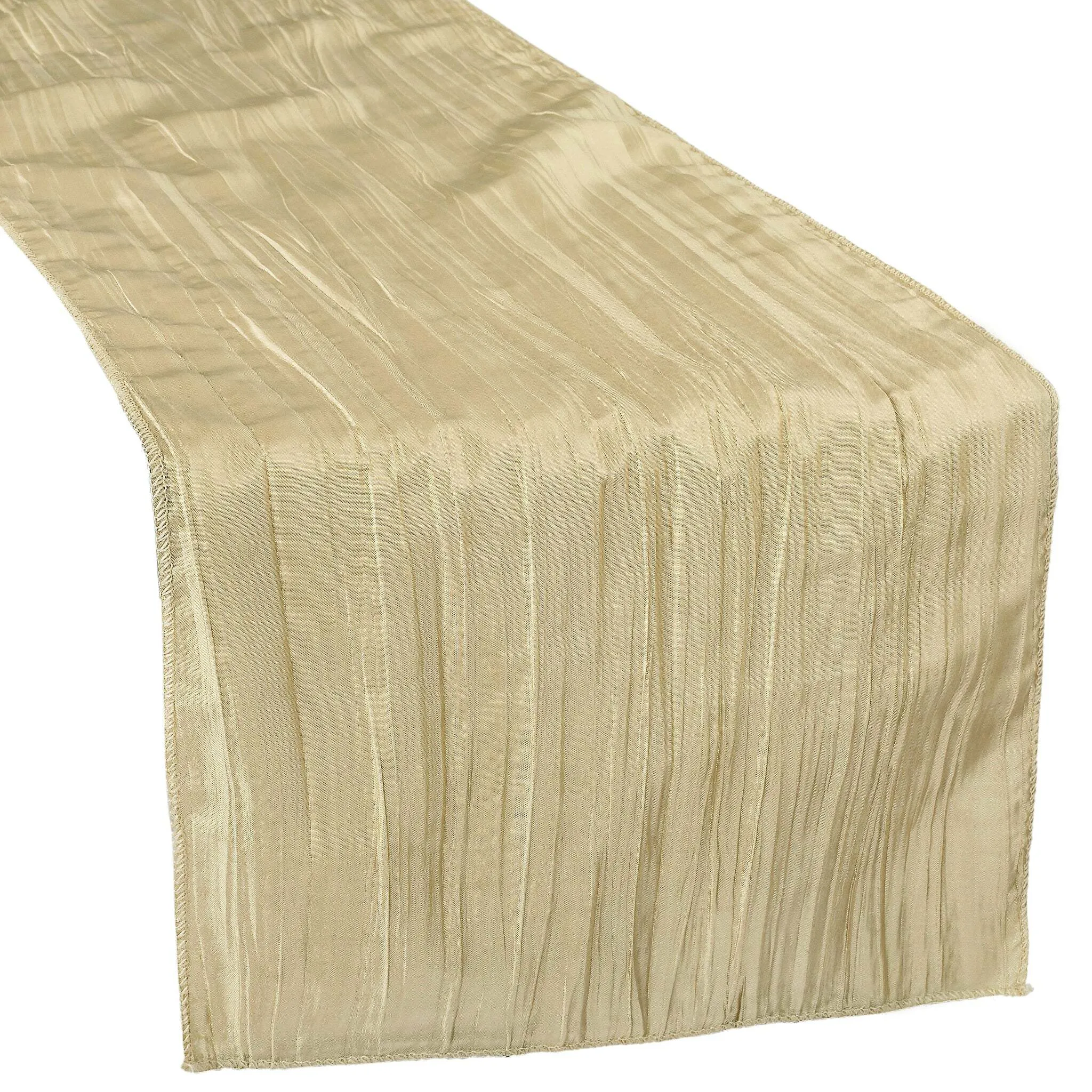 Accordion Crinkle Taffeta Table Runner - Champagne