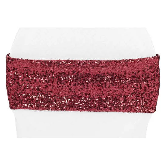 Glitz Sequin Spandex Chair Band - Burgundy