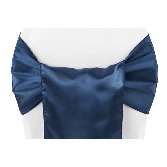 Wide Satin Chair Sash - Navy Blue