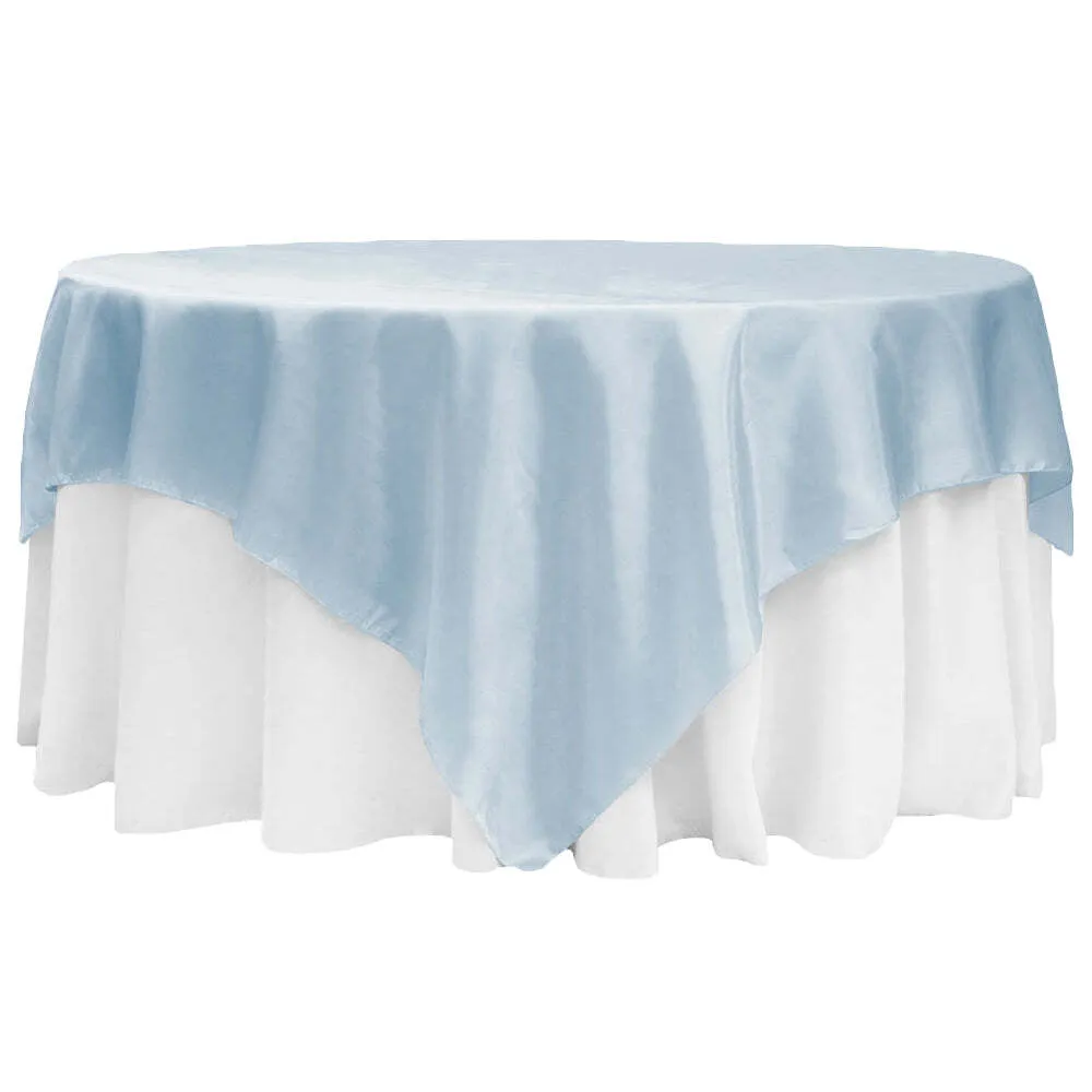 Square 90"x90" Satin Table Overlay - Baby Blue
