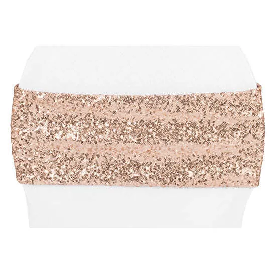 Glitz Sequin Spandex Chair Band - Blush/Rose Gold