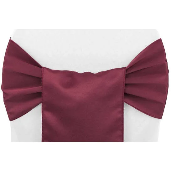 Lamour Satin Chair Sash - Burgundy