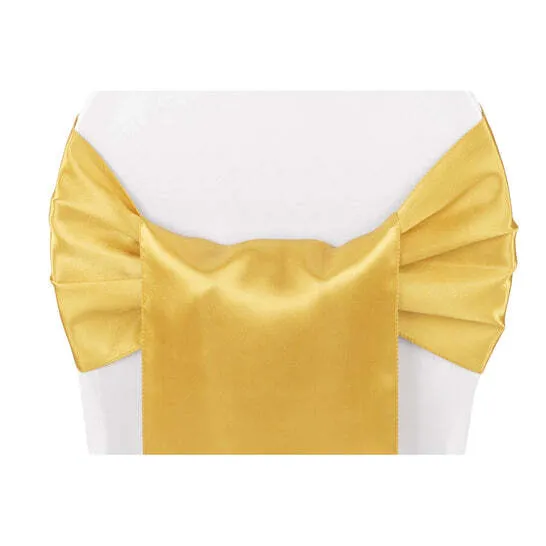 Wide Satin Chair Sash - Bright Gold