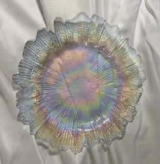Decorative Charger - Clear Rainbow Flower Glass