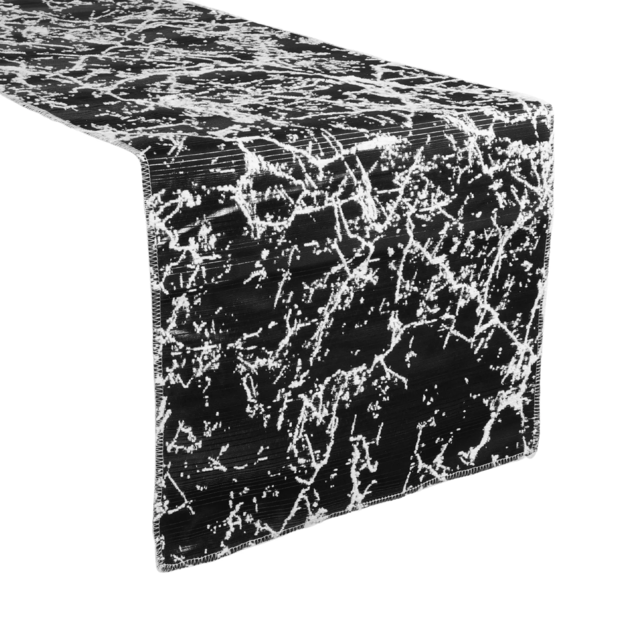Marble Reversible Jacquard Table Runner - Shimmer Black