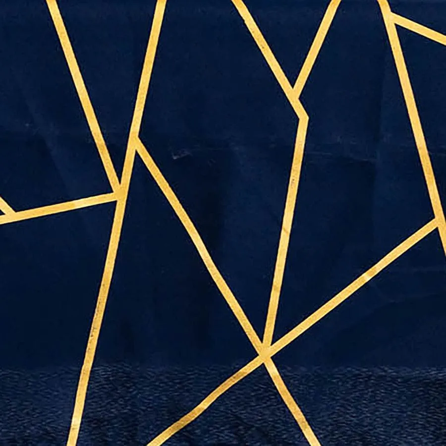 120" GOLD FOIL NAVY BLUE Round Linen
