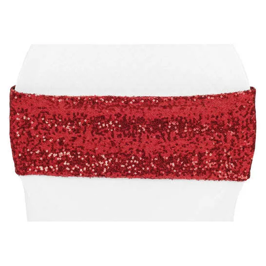 Glitz Sequin Spandex Chair Band - Apple Red