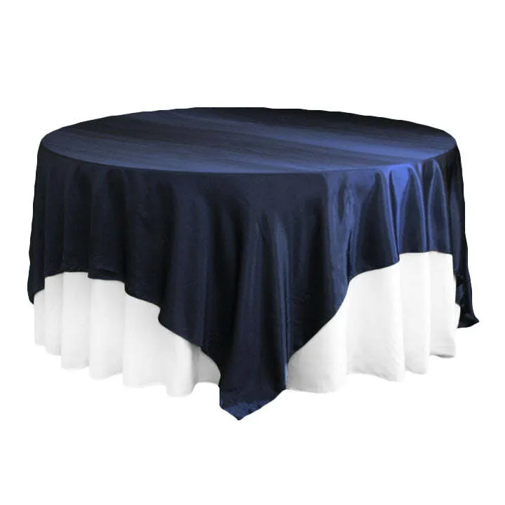Square 90"x90" Satin Table Overlay - Navy Blue