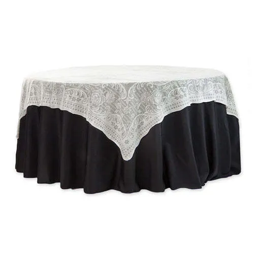 72" Square Quaker Lace Table Overlay Topper - Ivory