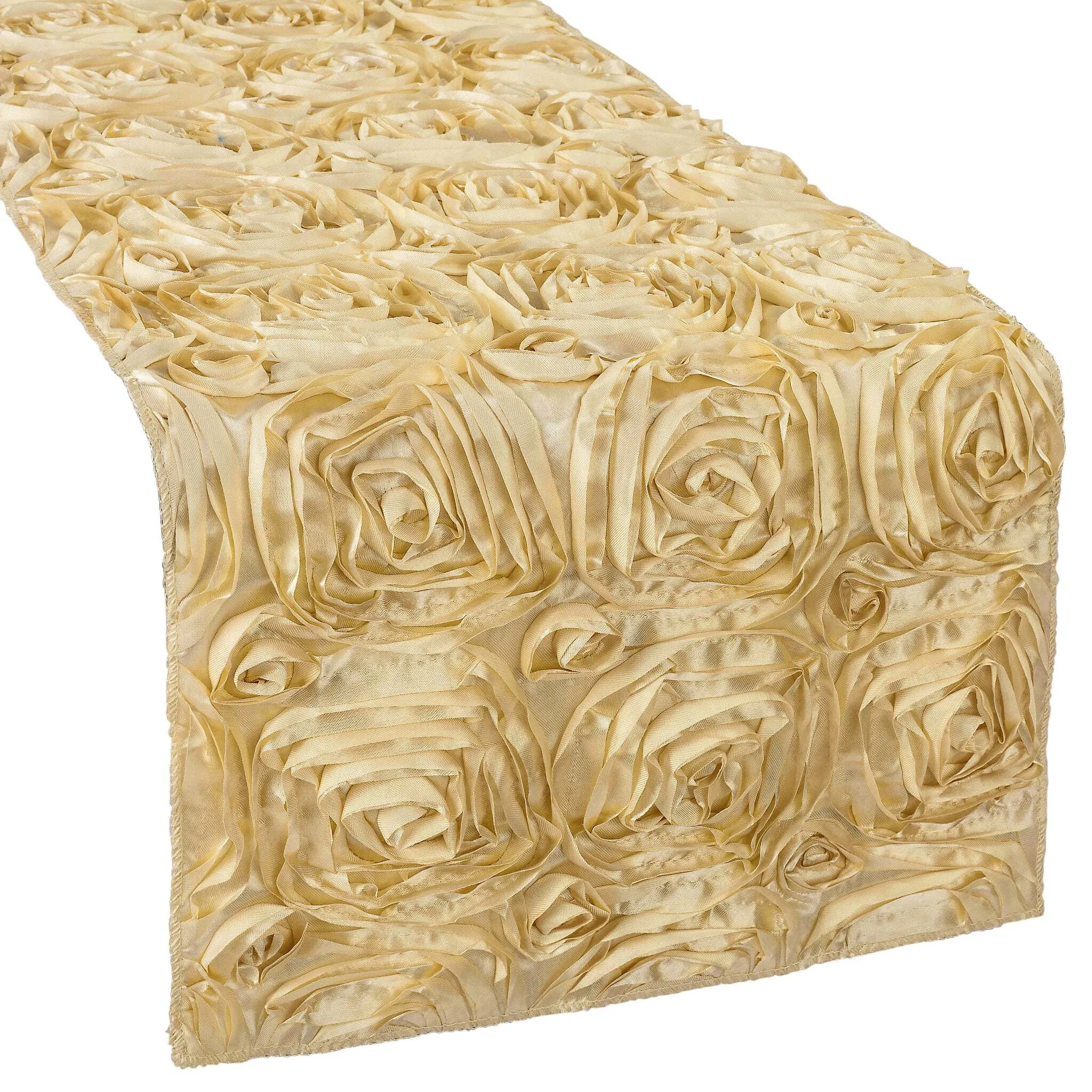 Wedding Rosette Satin Table Runner - Gold