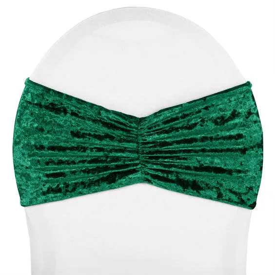 Velvet Ruffle Stretch Chair Band - Emerald Green