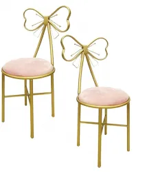 Kids Bow Back Gold & Pink Velvet Chairs