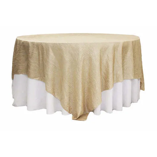 Crushed Taffeta 90"x90" Square Table Overlay - Champagne