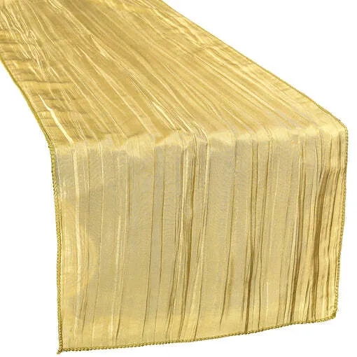 Accordion Crinkle Taffeta Table Runner - Gold