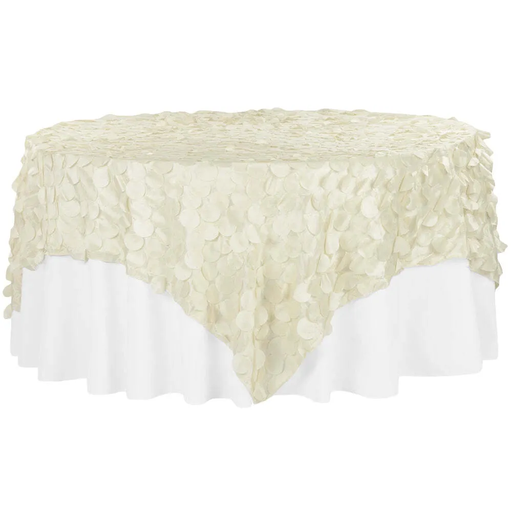 Petal Circle Taffeta 90"x90" Square Table Overlay - Ivory