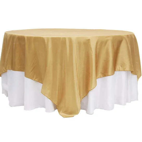 Taffeta Table Overlay Topper 90"x90" Square - Gold